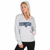 Tennessee Titans Concepts Sport Women's Liftoff Striped V-Neck Hoodie White/Gray | NFL