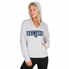 Tennessee Titans Concepts Sport Women's Liftoff Striped V-Neck Hoodie White/Gray | NFL