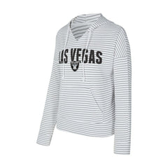Las Vegas Raiders Concepts Sport Women's Liftoff Striped V-Neck Hoodie White/Gray | NFL