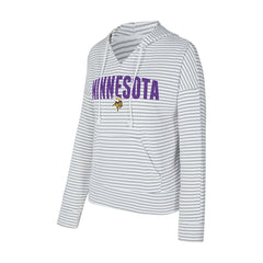Minnesota Vikings Concepts Sport Women's Liftoff Striped V-Neck Hoodie White/Gray | NFL