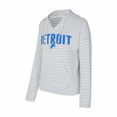 Detroit Lions Concepts Sport Women's Liftoff Striped V-Neck Hoodie White/Gray | NFL