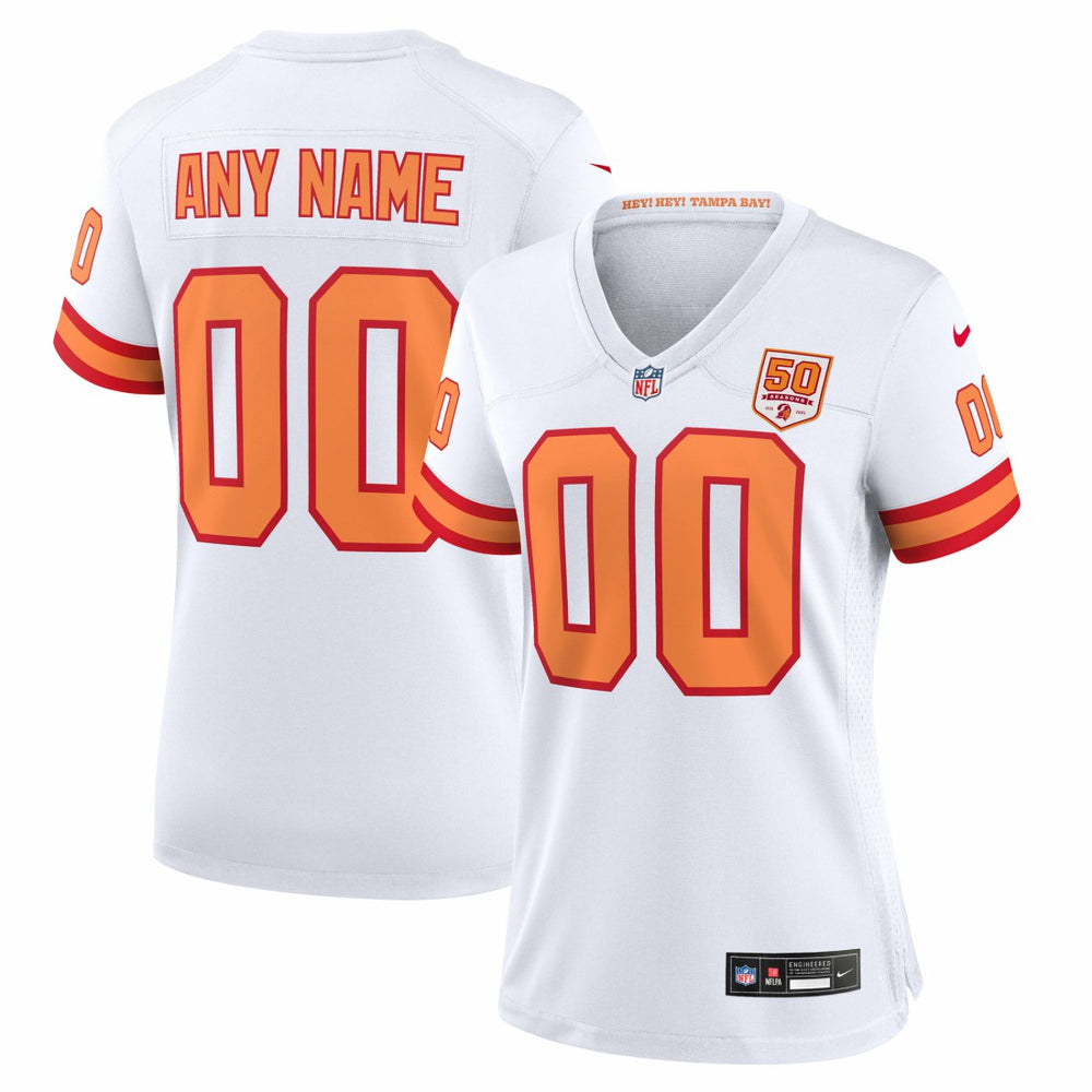 76 Tampa Bay Buccaneers Women's 50th Season Alternate Custom Game Jersey White | Nike for Sale