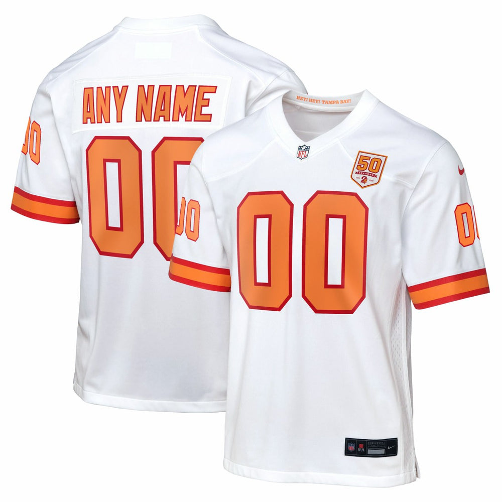 Tampa Bay Buccaneers Youth 50th Anniversary Custom Game Jersey White | Nike for Sale