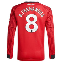 Bruno Fernandes Manchester United Youth Home 2025/26 Replica Player Long Sleeve Jersey Red | Adidas