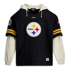 Pittsburgh Steelers '47 Big & Tall Split Zone Cornerback V-Neck Hoodie Black | 47 brand