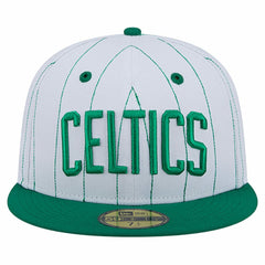 Boston Celtics Wordmark Pinstripe 59FIFTY Fitted Hat White - NBA