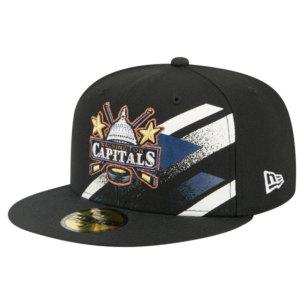 Washington Capitals New Era Faded Lines 59FIFTY Fitted Hat - Black - NHL