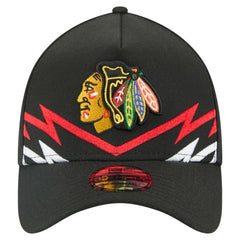 Chicago Blackhawks New Era 39THIRTY A-Frame Perforated Flex Hat - Black - NHL