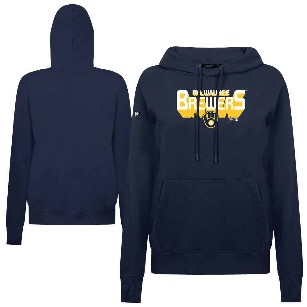 Milwaukee Brewers Levelwear Women's Adorn Retro 3D Pullover Hoodie - MLB