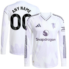Manchester United 2025/26 Away Long Sleeve Custom Jersey White | Adidas Online
