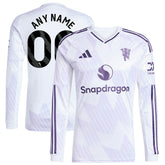 Manchester United 2025/26 Away Replica Long Sleeve Custom Jersey White | Adidas discount