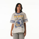 Golden State Warriors The Wild Collective Women's Vintage Drop Shoulder Oversized Boyfriend T-Shirt Cream - NBA