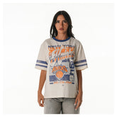 New York Knicks The Wild Collective Women's Vintage Drop Shoulder Oversized Boyfriend T-Shirt Cream - NBA