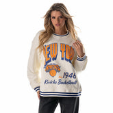New York Knicks The Wild Collective Unisex Oversize Vintage French Terry Sweatshirt White - NBA