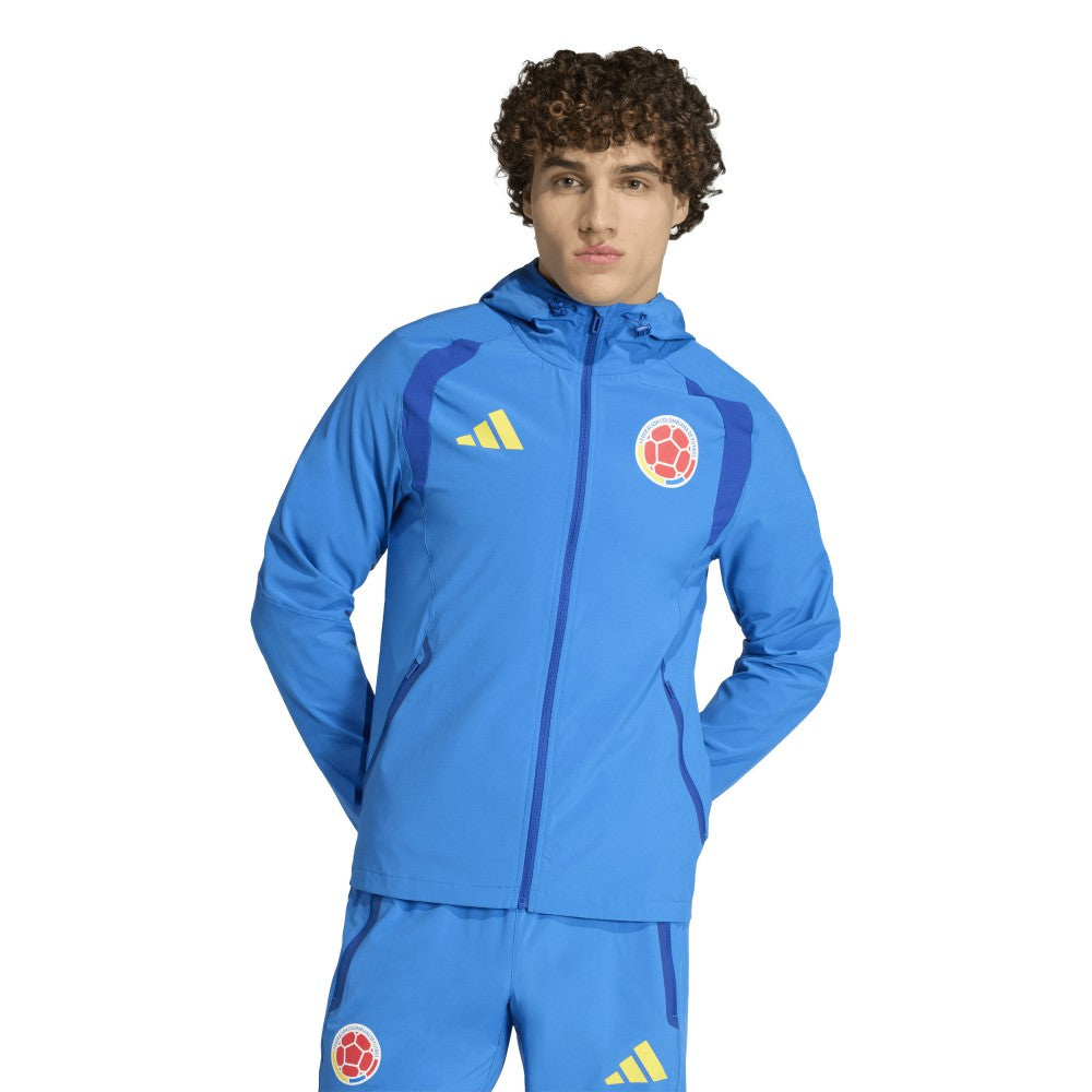 Colombia National Team FIFA x World Cup 2026 Tiro Travel Raglan Full-Zip Windbreaker Hoodie Blue | Adidas cheap