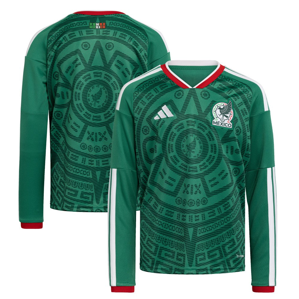 Mexico National Team Youth FIFA x World Cup 2026 Home Replica Long-Sleeve Jersey Green | Adidas Online