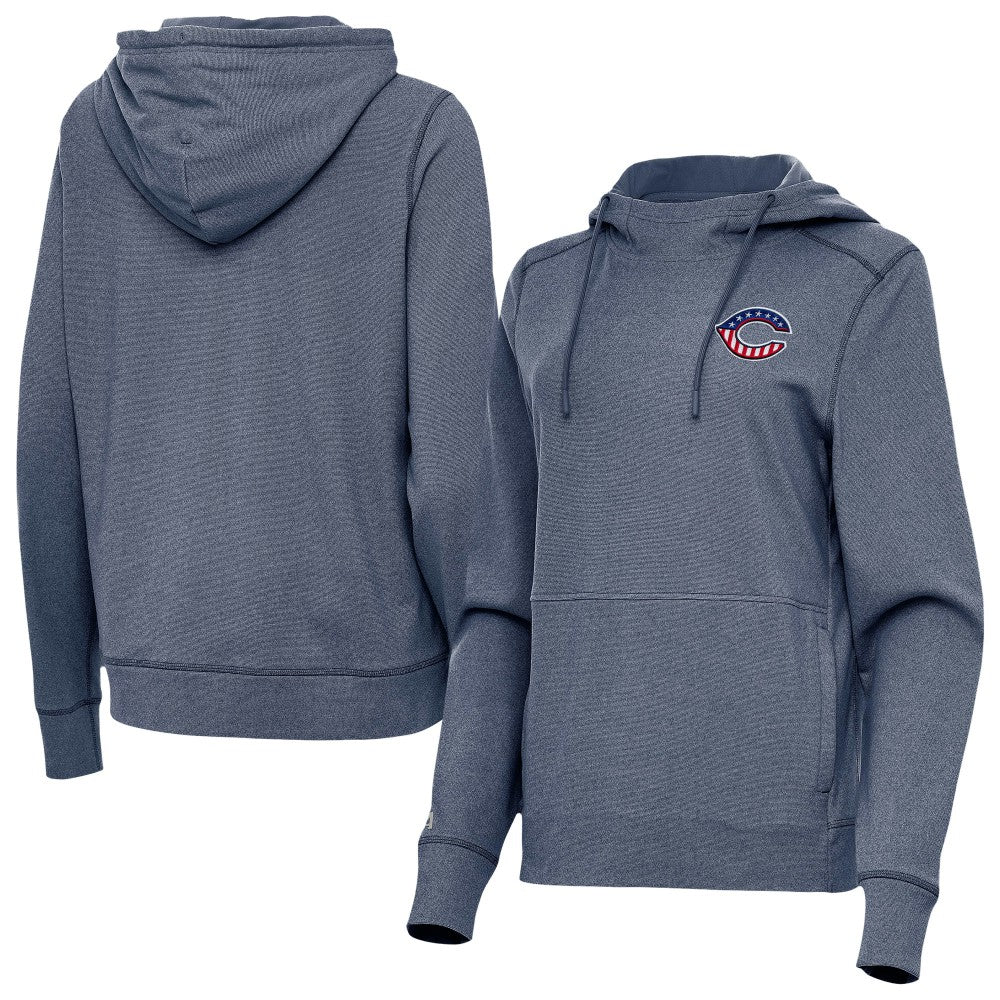 Cincinnati Reds Antigua Women's Justice Stars and Stripes Team Logo Pullover Hoodie - MLB