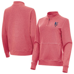 New York Mets Antigua Women's Crush Stars and Stripes Team Logo Quarter-Zip Pullover Top - MLB