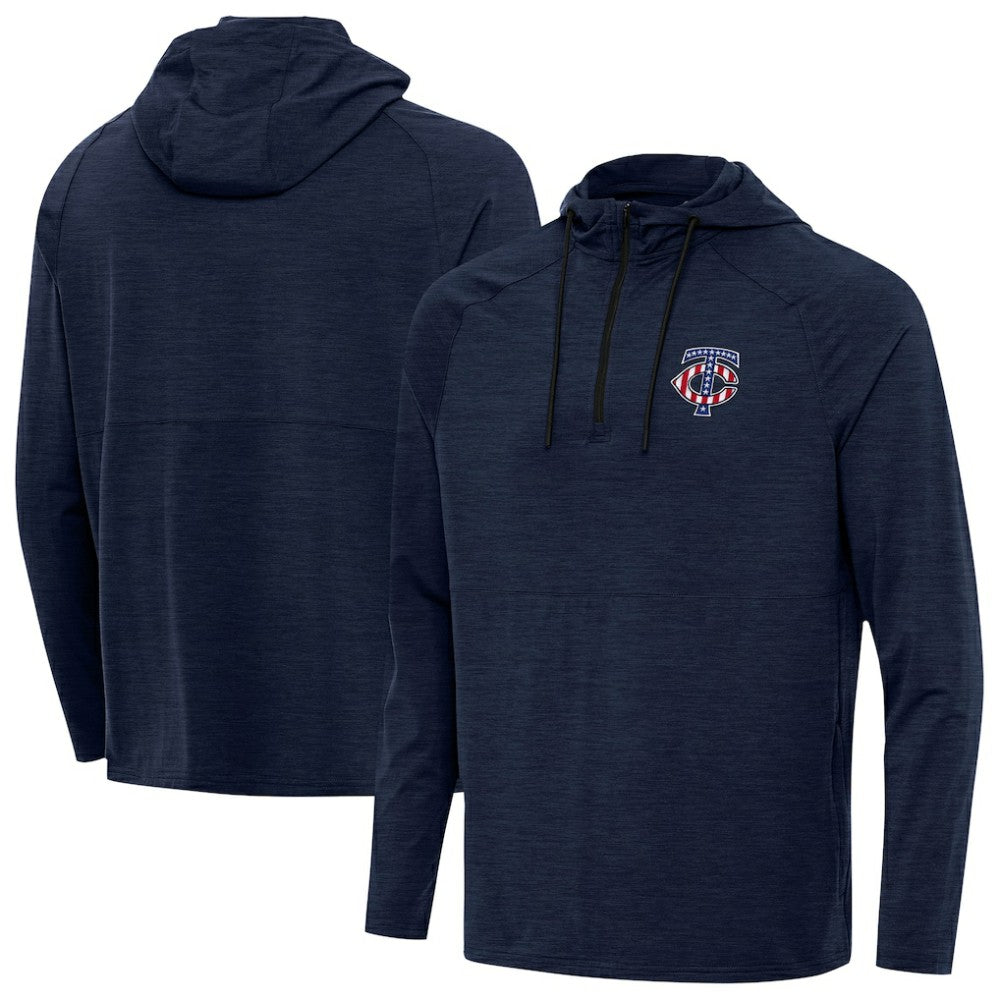 Minnesota Twins Antigua Spikes Stars and Stripes Team Logo Quarter-Zip Pullover Hoodie - MLB