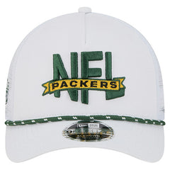 Green Bay Packers New Era NFL 9FORTY A-Frame M-Crown Adjustable Trucker Hat White | NFL