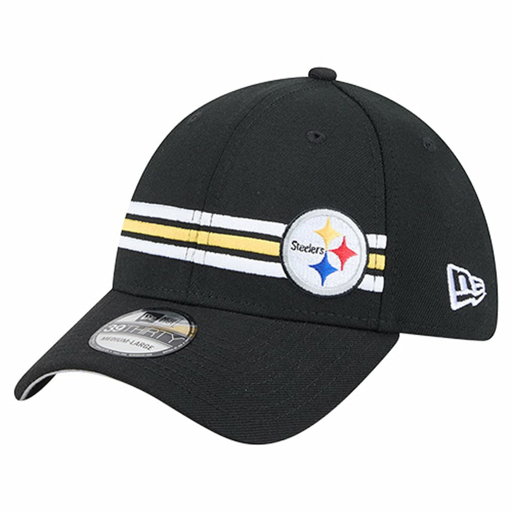 Pittsburgh Steelers New Era Stripes 39THIRTY Flex Hat Black | NFL
