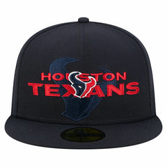 Houston Texans New Era Overlap Wordmark 59FIFTY Fitted Hat Navy | NFL