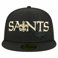 New Orleans Saints New Era Overlap Wordmark 59FIFTY Fitted Hat Black | NFL