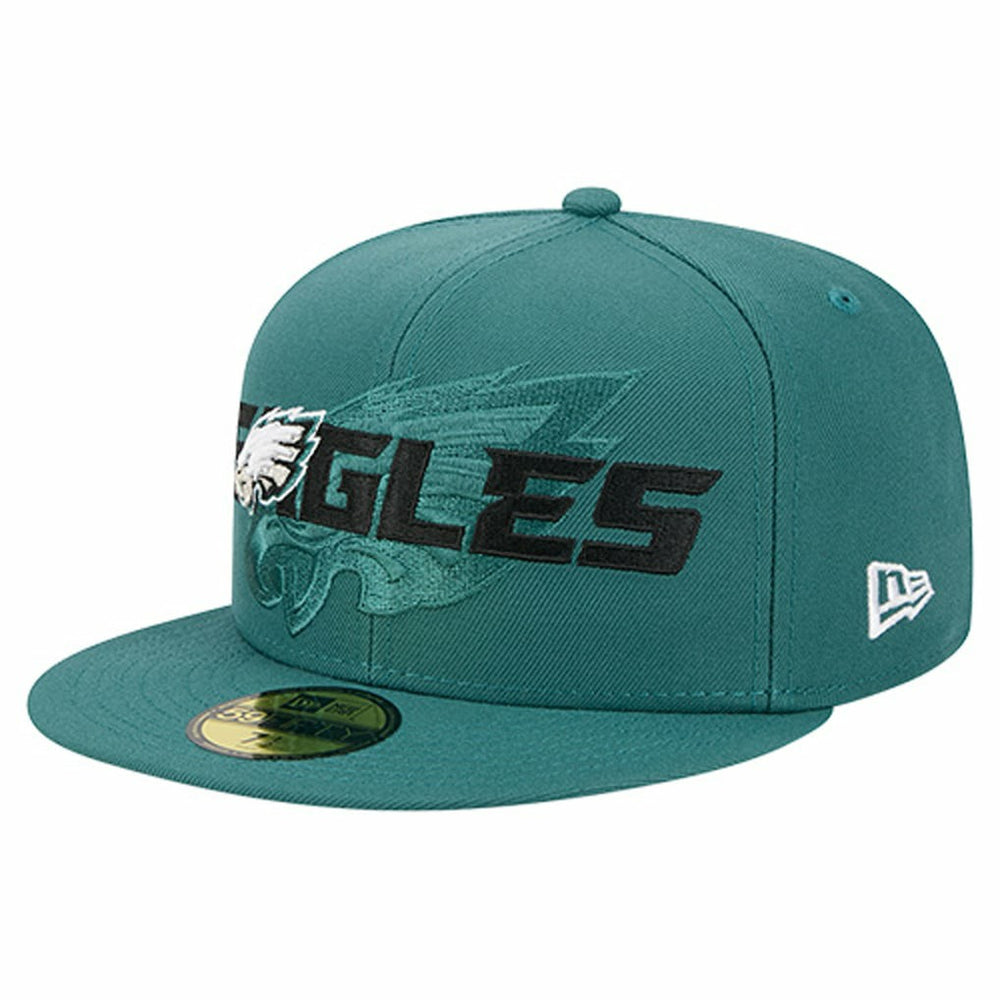 Philadelphia Eagles New Era Overlap Wordmark 59FIFTY Fitted Hat Midnight Green | NFL