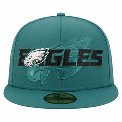 Philadelphia Eagles New Era Overlap Wordmark 59FIFTY Fitted Hat Midnight Green | NFL