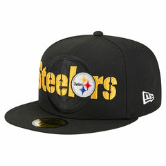 Pittsburgh Steelers New Era Overlap Wordmark 59FIFTY Fitted Hat Black | NFL