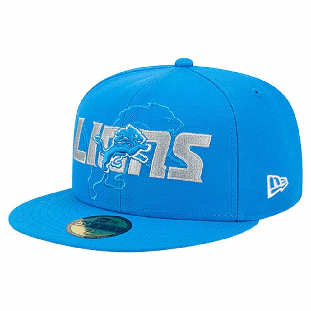 Detroit Lions New Era Overlap Wordmark 59FIFTY Fitted Hat Blue | NFL