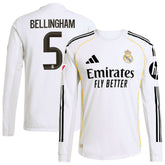 Jude Bellingham Real Madrid 2025/26 Home Long Sleeve Jersey White | Adidas
