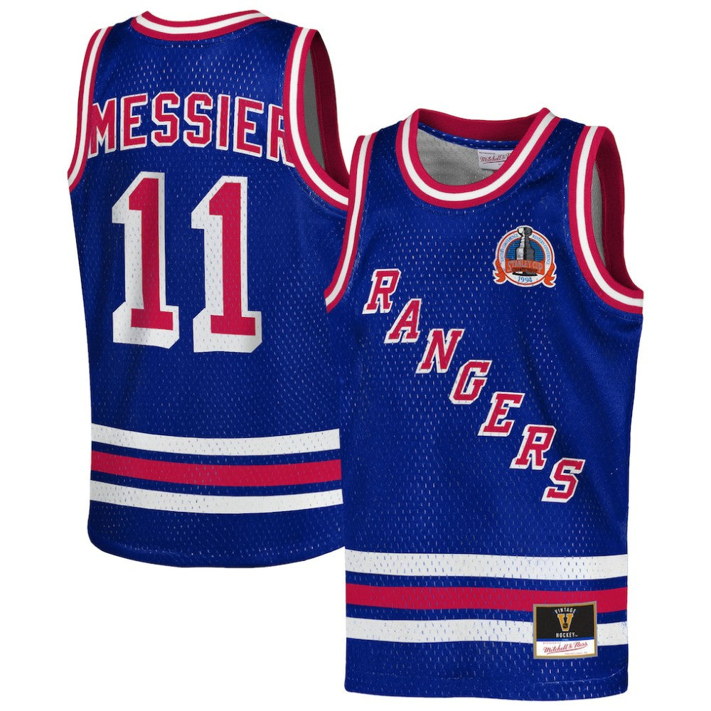 Mark Messier New York Rangers Mitchell & Ness Youth Maxxed Out Fashion Basketball Jersey - Blue - NHL