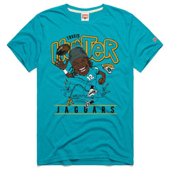 Travis Hunter Jacksonville Jaguars Homage Unisex Caricature Player Graphic Tri-Blend T-Shirt Teal | NFL