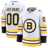 Boston Bruins Fanatics Away Premium Custom Jersey - White - NHL