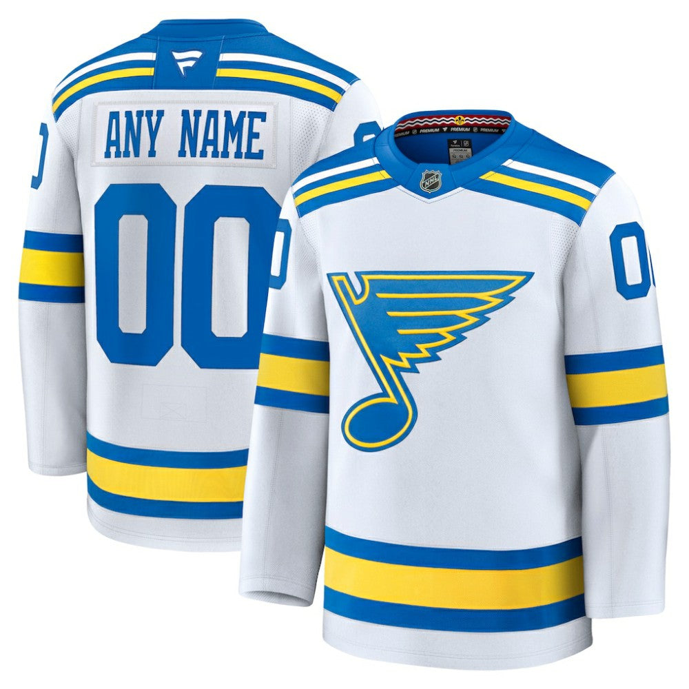 St. Louis Blues Fanatics Away Premium Custom Jersey - White - NHL