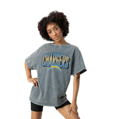 Los Angeles Chargers Gameday Couture Women's Peak Performance Oversized Snow Wash T-Shirt Gray | NFL