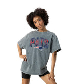 New England Patriots Gameday Couture Women's Peak Performance Oversized Snow Wash T-Shirt Gray | NFL