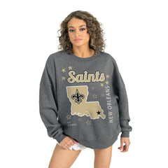 New Orleans Saints Gameday Couture Women's Ready to Rumble Premium Fleece Pullover Sweatshirt Gray | NFL