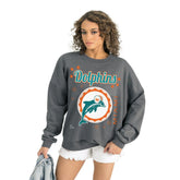 Miami Dolphins Gameday Couture Women's Ready to Rumble Premium Fleece Pullover Sweatshirt Gray | NFL