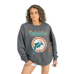 Miami Dolphins Gameday Couture Women's Ready to Rumble Premium Fleece Pullover Sweatshirt Gray | NFL
