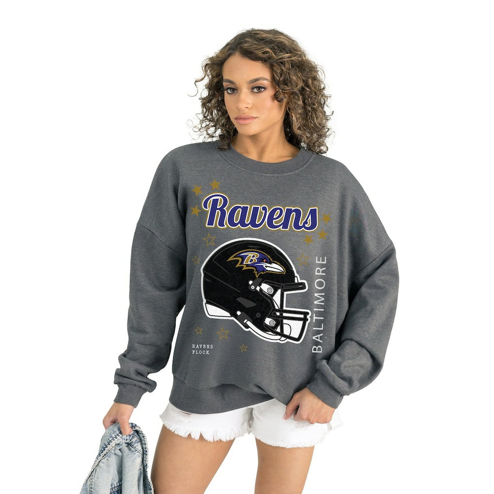 Baltimore Ravens Gameday Couture Women's Ready to Rumble Premium Fleece Pullover Sweatshirt Gray | NFL