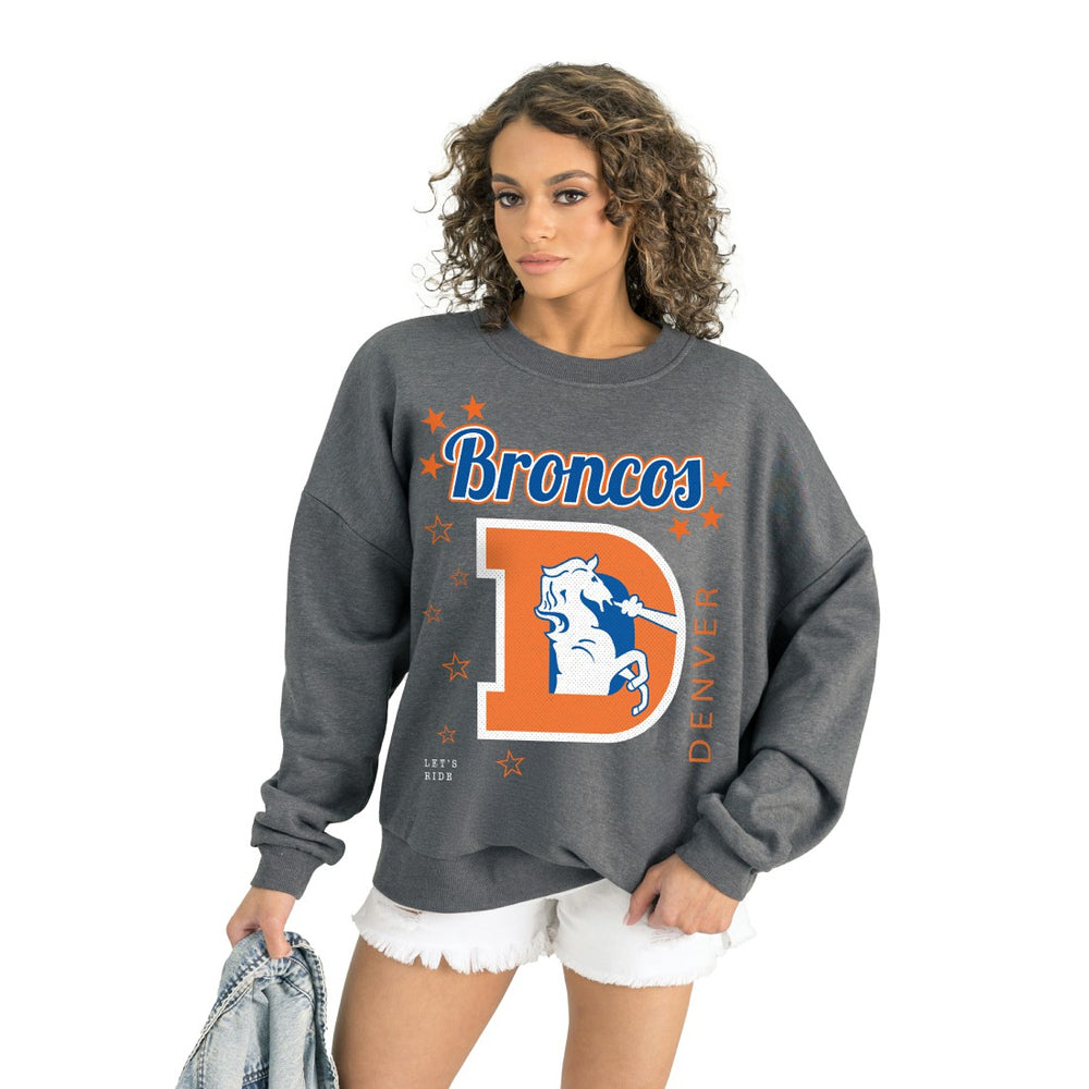 Denver Broncos Gameday Couture Women's Ready to Rumble Premium Fleece Pullover Sweatshirt Gray | NFL