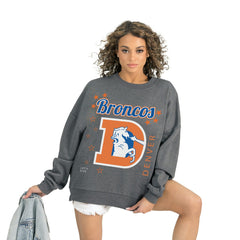 Denver Broncos Gameday Couture Women's Ready to Rumble Premium Fleece Pullover Sweatshirt Gray | NFL
