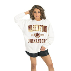 Washington Commanders Gameday Couture Women's Timeless Triumph Premium Fleece Pullover Sweatshirt White | NFL