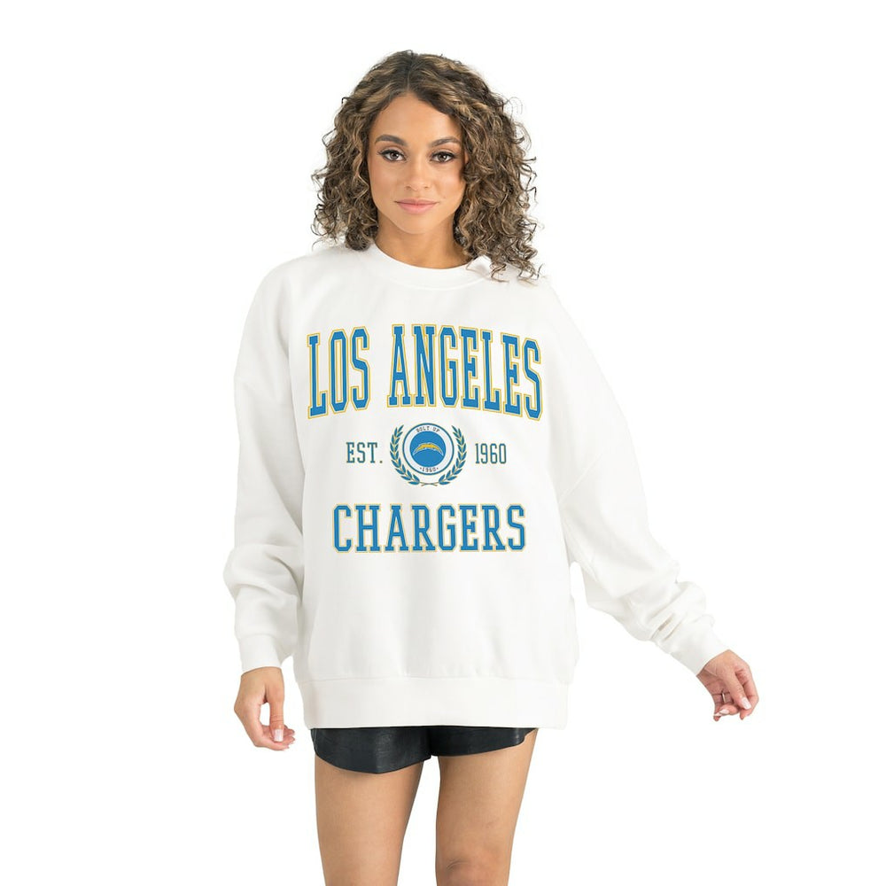 Los Angeles Chargers Gameday Couture Women's Timeless Triumph Premium Fleece Pullover Sweatshirt White | NFL