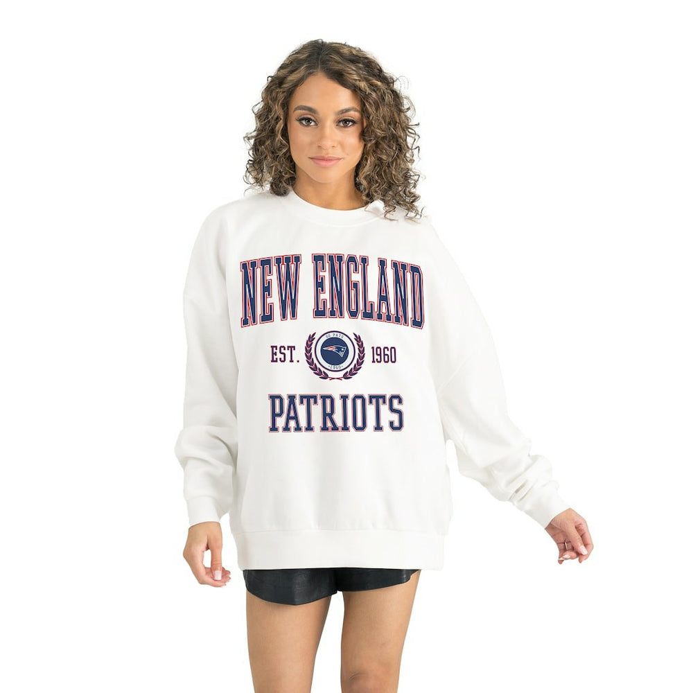 New England Patriots Gameday Couture Women's Timeless Triumph Premium Fleece Pullover Sweatshirt White | NFL
