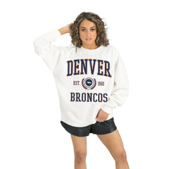 Denver Broncos Gameday Couture Women's Timeless Triumph Premium Fleece Pullover Sweatshirt White | NFL