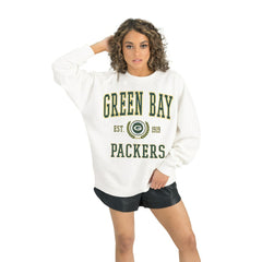 Green Bay Packers Gameday Couture Women's Timeless Triumph Premium Fleece Pullover Sweatshirt White | NFL