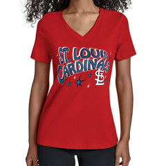 St. Louis Cardinals Starter Women's Fireworks V-Neck T-Shirt - MLB
